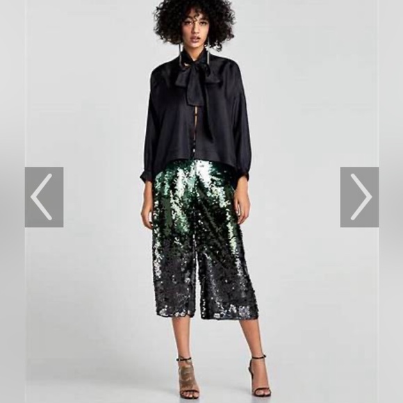 Zara green ombré sequin culottes - Picture 1 of 5